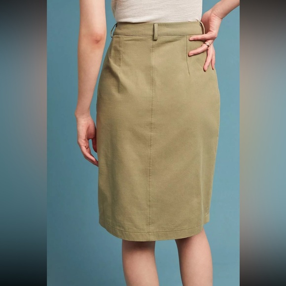 NWOT Anthropologie Isla Maude Utility Pencil Skirt Olive Green Women’s Small S - Picture 2 of 16